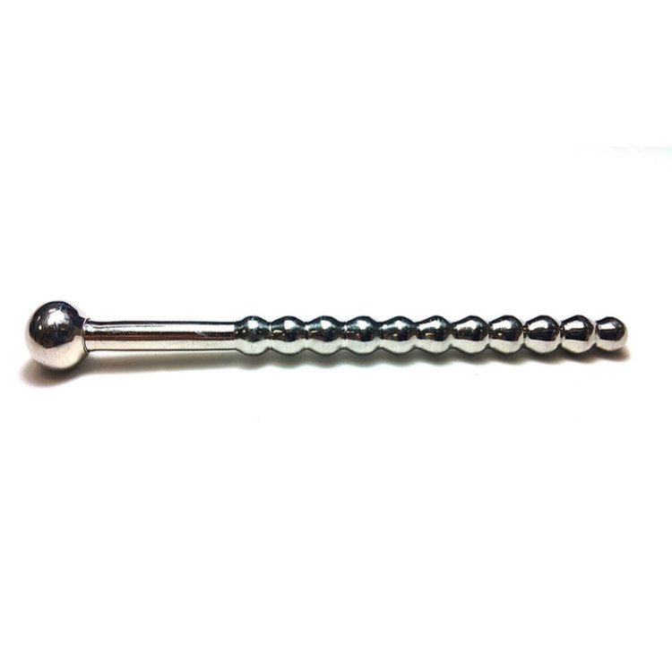 (image for) Satinless Steel Beaded Hollow Urethral Sound with Stopper