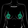 (image for) Middle Finger Skeleton Hand Pasties Glow in the Dark White & Black Boney Hand