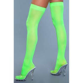 Opaque Nylon Thigh Highs - Neon Green Opaque Nylon Thigh Highs - Neon Green