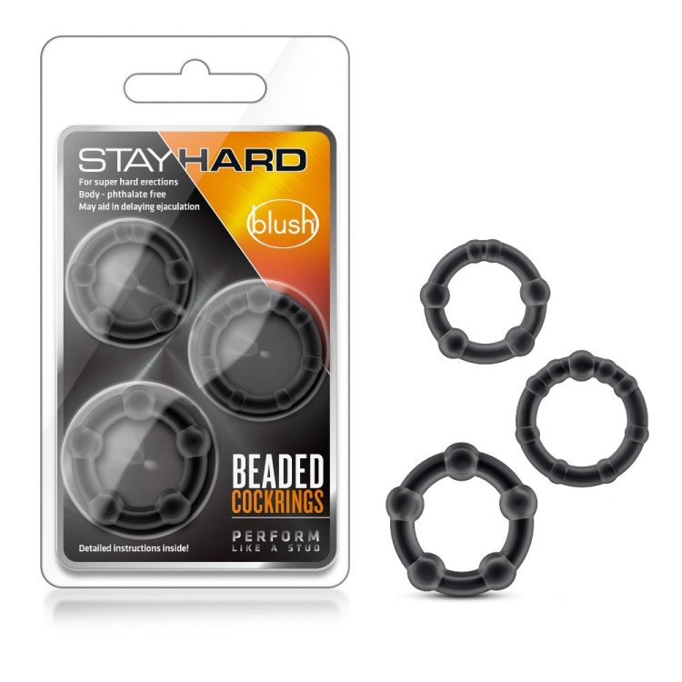 (image for) Stayhard Beaded Cockrings - Black