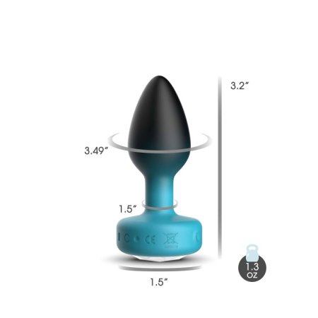 (image for) TEAL Ombre - SMALL Cheeky Charms Eluxe Vibrating Plug With Remote - Clear Gem