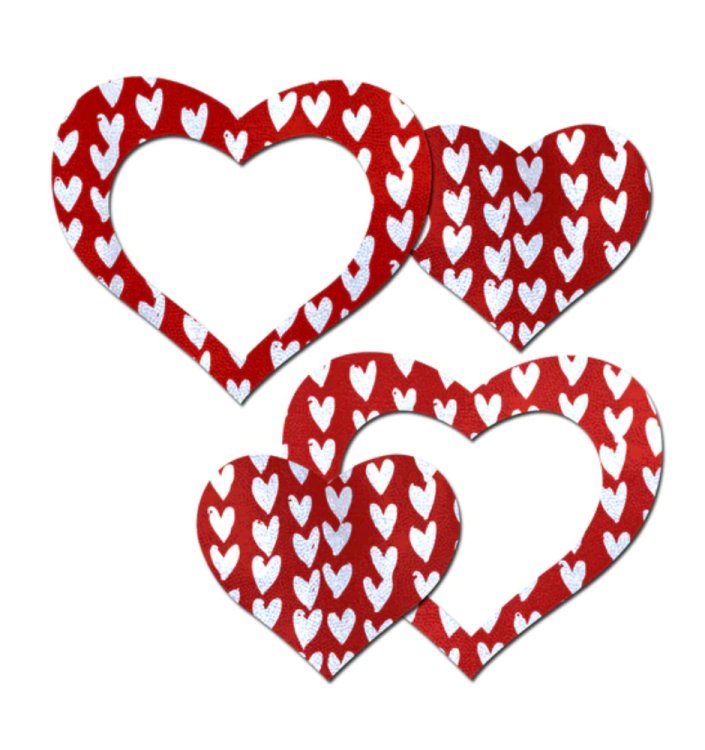 (image for) Peek-a-Boob: Red/White Hearts w Cut-Out