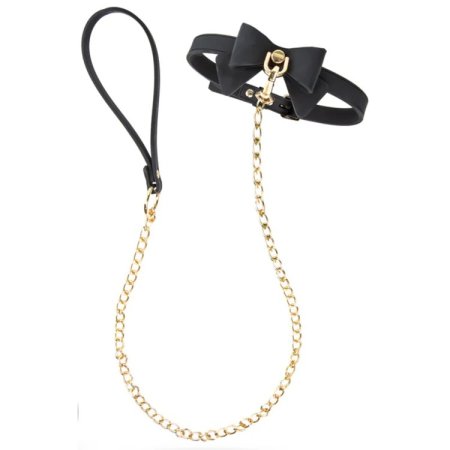 (image for) Temptasia Ardor - Silicone Collar & Leash - Black with Bow