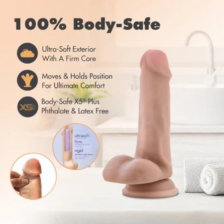 (image for) Dr. Skin Plus - 6" Posable Dildo With Balls - Vanilla