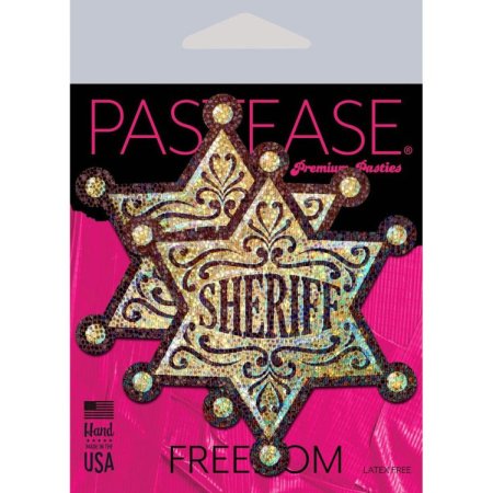 (image for) Sheriff Star: Glittering Golden Sheriff's Badge Pasties