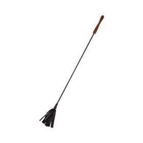 Leather Riding Crop With Wooden Handle Black