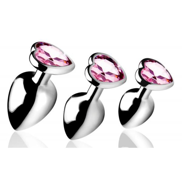 (image for) Pink Heart Gem Anal Plug Set