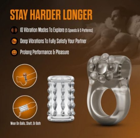 (image for) Stay Hard - Standard Vibrating Cock Ring Set with Sleeve