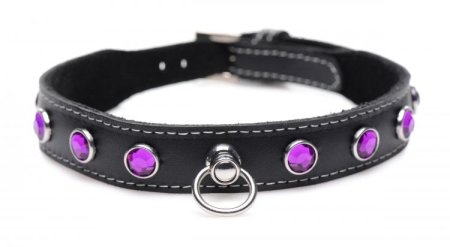 (image for) Royal Vixen Leather Choker Rhinestones