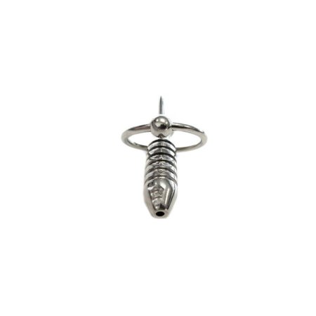 (image for) Stainless Steel Hollow Beaded Probe & Cock Ring - 1cm thick