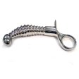 (image for) Stainless Steel Ribbed Anal Plug with Handle