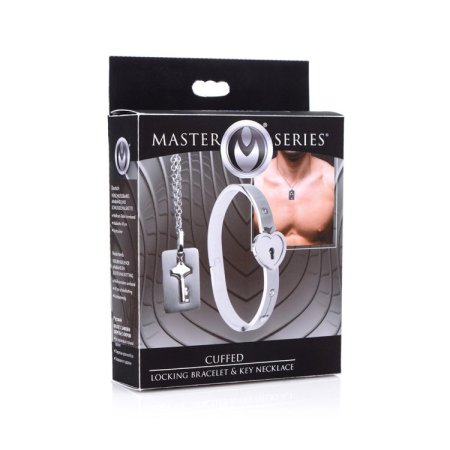 (image for) Cuffed Locking Bracelet and Key Necklace - Tungsten Steel