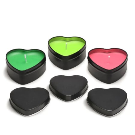 (image for) Burning Heart Blacklight Reactive Heart Drip Candle Set of 3