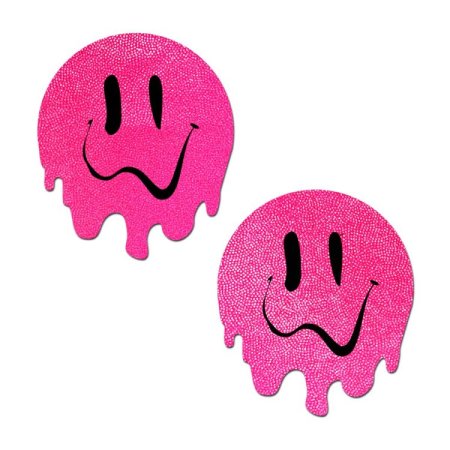 (image for) Neon Pink Melted Smiling Face Nipple Pasties