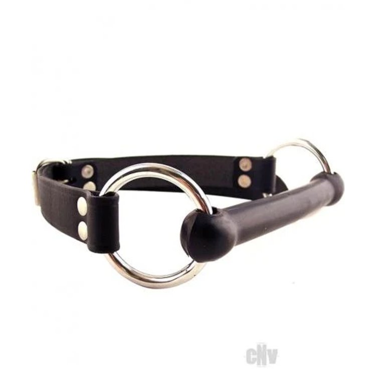 (image for) Leather Rubber O-Ring Rod Gag Black