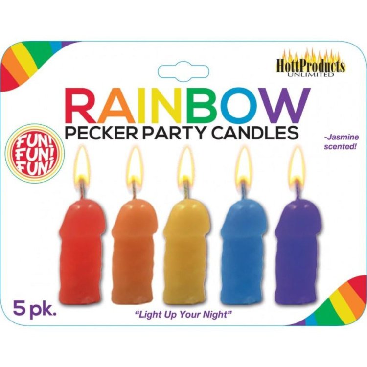 (image for) Rainbow Pecker Party Candles 5pk