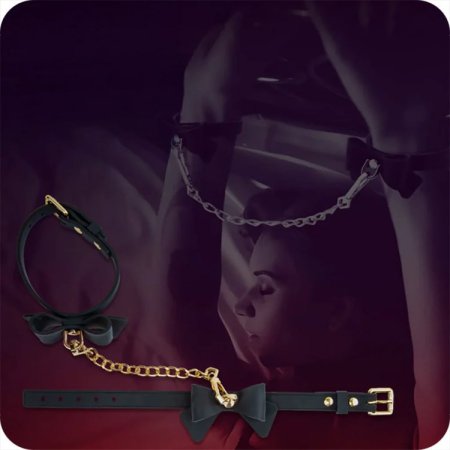 (image for) Temptasia Ardor - Silicone Wrist & Ankle Restraints - Black with Bow