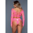 (image for) Floral Delight Bodystocking - Hot Pink