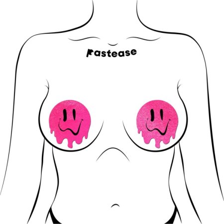 (image for) Neon Pink Melted Smiling Face Nipple Pasties