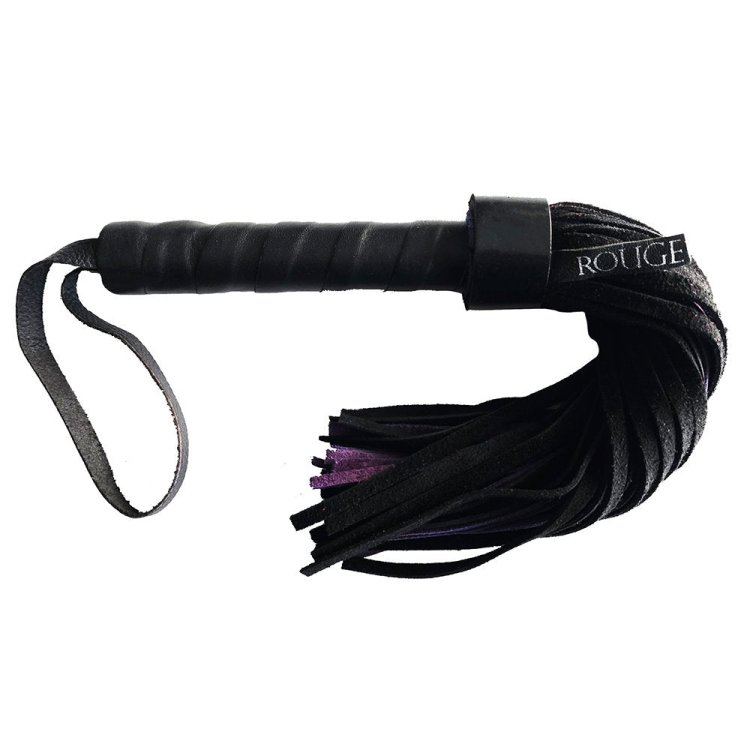 (image for) Leather Handle Suede Flogger 40cm - Black & Purple
