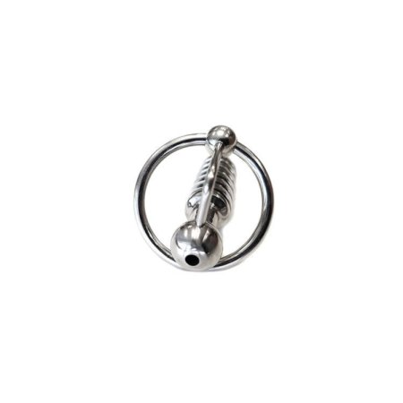(image for) Stainless Steel Hollow Beaded Probe & Cock Ring - 1cm thick