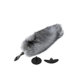 Real Fox Tail Small Tapered Metal Plug Real Fox Tail Small Tapered Metal Plug