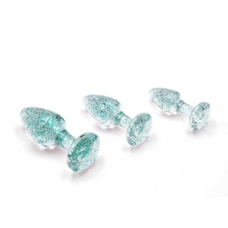 (image for) Adam & Eve Glitter Gem Butt Plug Set Blue