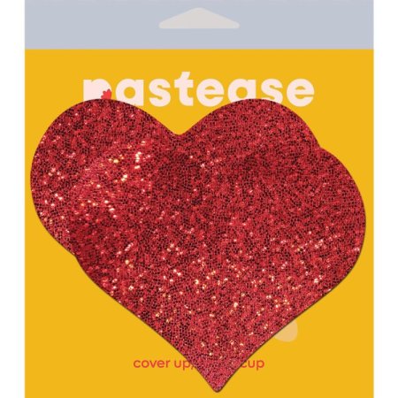 (image for) COVERAGE: Heart Glitter Red Full Breast Covers Support Tape XL