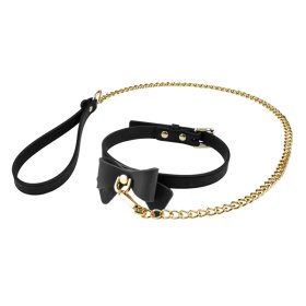 Temptasia Ardor - Silicone Collar & Leash - Black with Bow