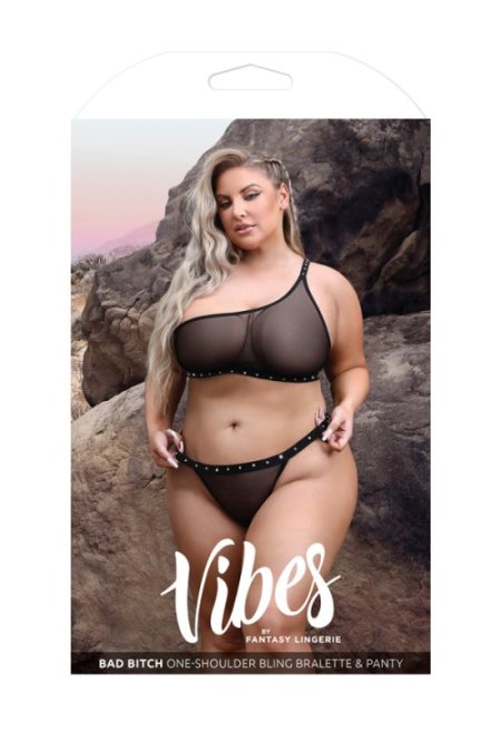 (image for) Bad Bitch One-Shoulder Bling Bralette & Panty