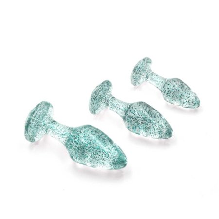 (image for) Adam & Eve Glitter Gem Butt Plug Set Blue