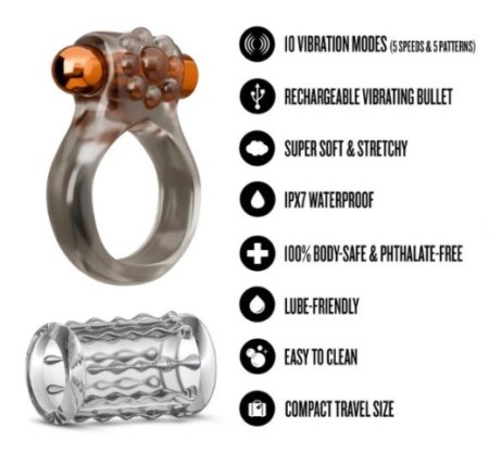 (image for) Stay Hard - Standard Vibrating Cock Ring Set with Sleeve