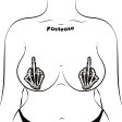 (image for) Middle Finger Skeleton Hand Pasties Glow in the Dark White & Black Boney Hand