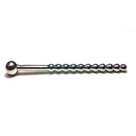 Satinless Steel Beaded Hollow Urethral Sound with Stopper