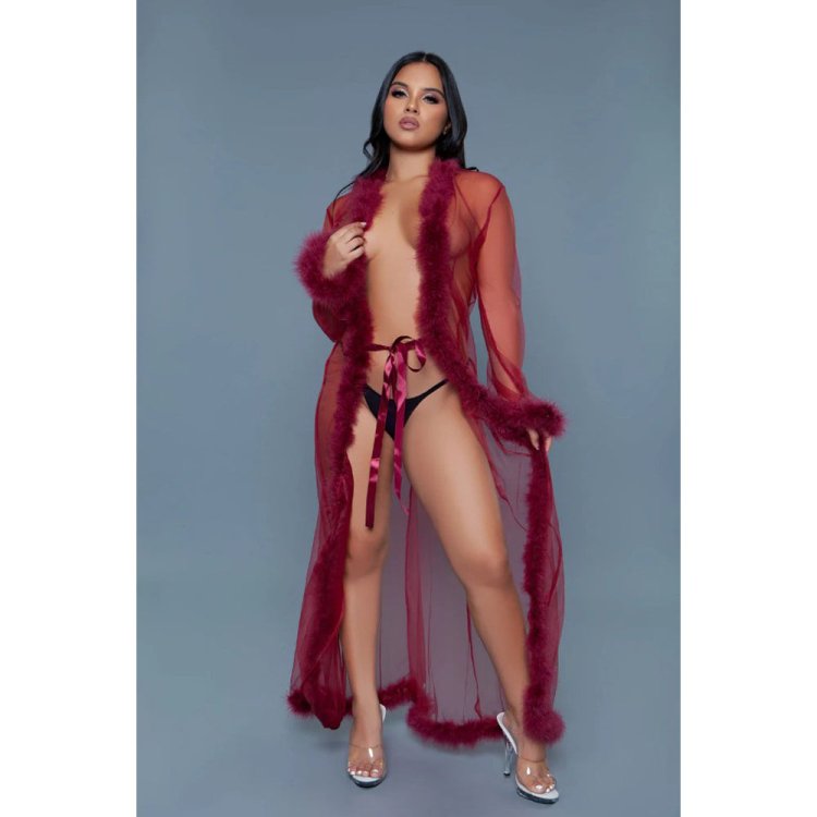 (image for) Marabou Robe - Maroon