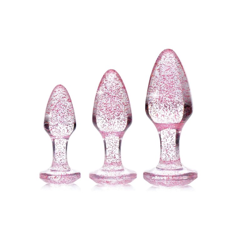 (image for) Adam & Eve Glitter Gem Butt Plug Set Pink