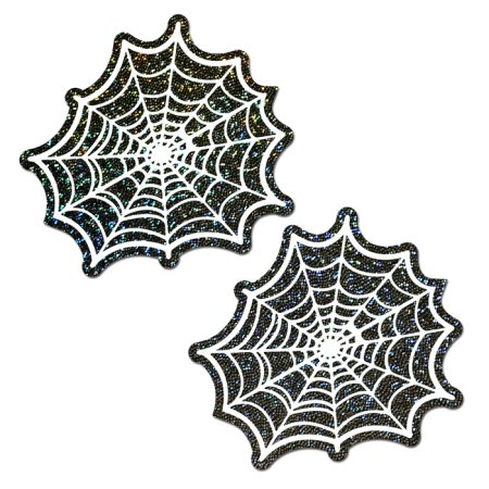 (image for) Glitter Black Glow in the Dark Spooky Spider Web Pasties