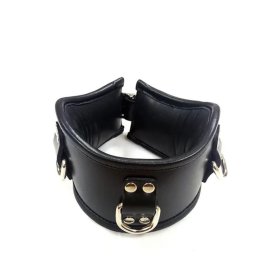 Leather Padded Posture Collar With 3 D-Rings Black
