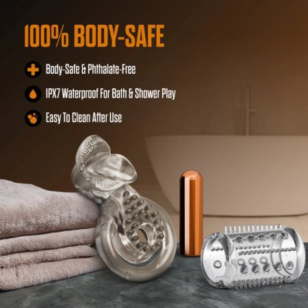 (image for) Stay Hard - Vibrating Double Cock Ring Set with Sleeve