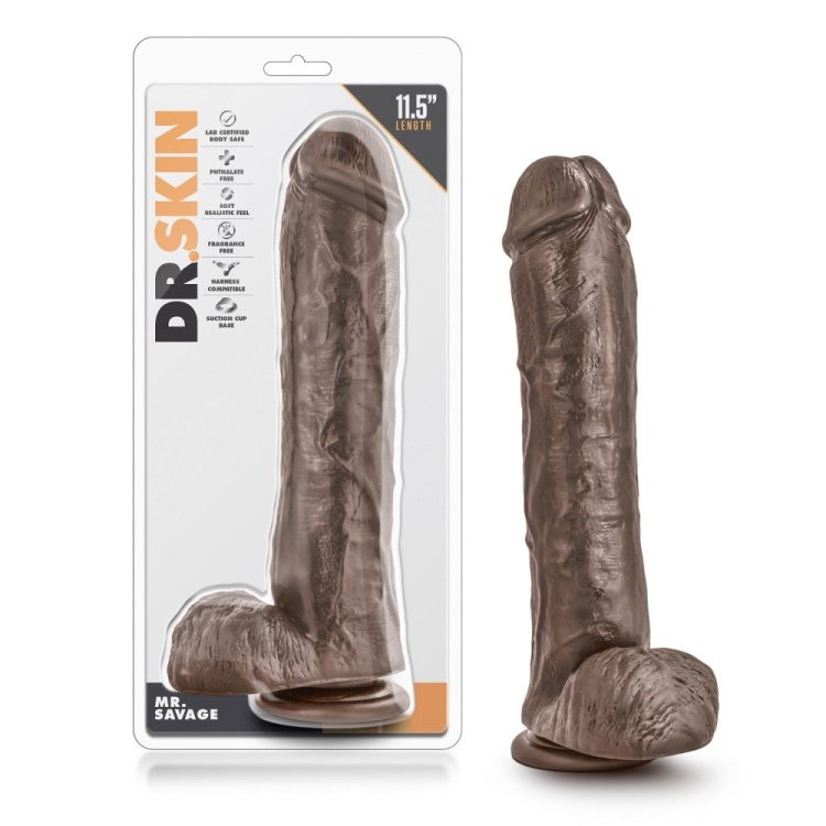 (image for) Dr Skin Mr Savage 11.5\" Dildo -Chocolate