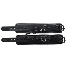Leather Wrist Cuffs - Black with Black Leather Wrist Cuffs - Black with Black