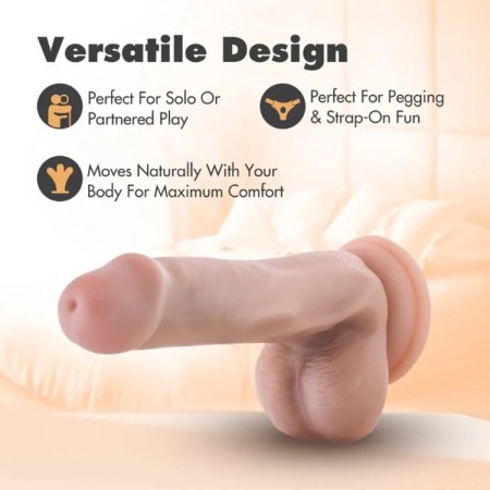 (image for) Dr. Skin Plus - 6" Posable Dildo With Balls - Vanilla