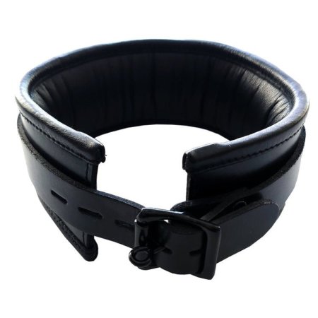 (image for) Leather Padded Collar - Black with Black