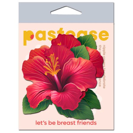 (image for) Tropical Vibrant Red Hawaiian Hibiscus Botanical Flower Breast Pasties