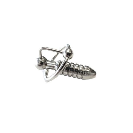 (image for) Stainless Steel Hollow Beaded Probe & Cock Ring - 1cm thick