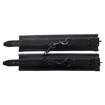 (image for) Leather Padded Wrist Cuffs - Black with Black