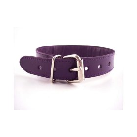 Leather Thin O-Ring Studded Collar with Detachable O-Ring Purple Leather Thin O-Ring Studded Collar with Detachable O-Ring Purple