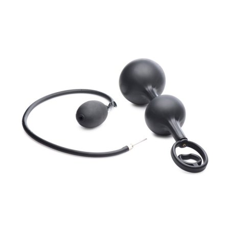(image for) Devils Rattle Inflatable Silicone Anal Plug with Cock and Ball Ring
