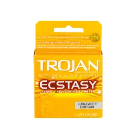 Trojan Ultra Ribbed Ecstacy Condoms 3 pk