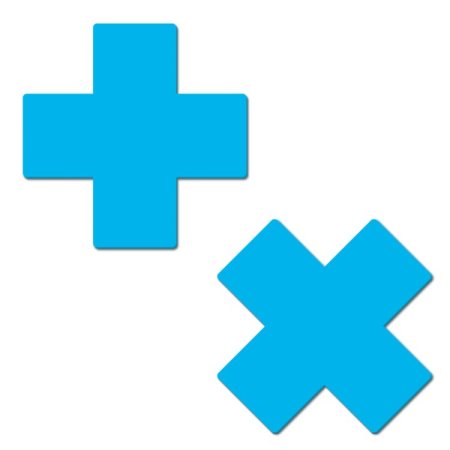 (image for) Plus X: Glow-in-the-Dark Neon Cross Pasties - Turquoise